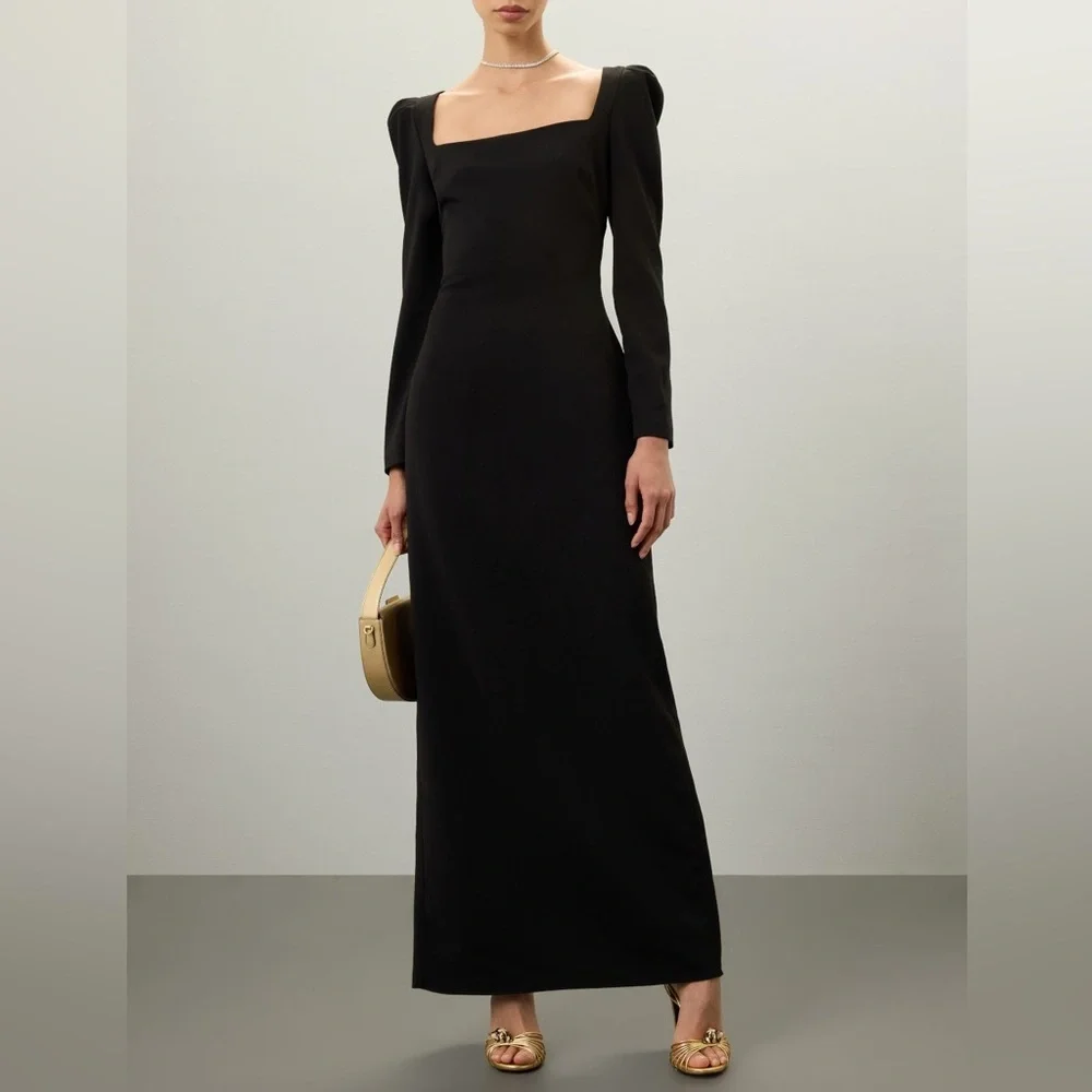 Badgley Mischka Black Long Sleeve Gown - Picture 1 of 15